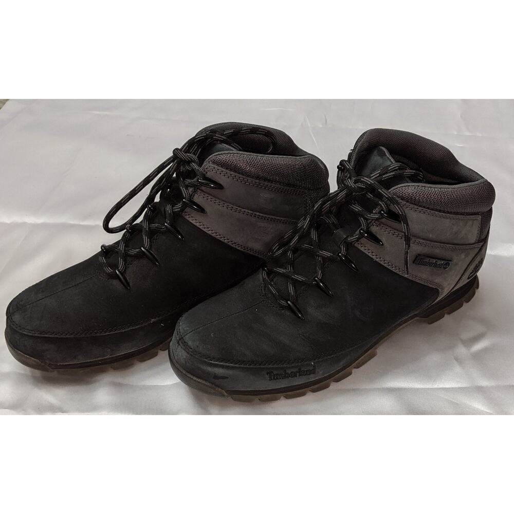 Timberland Euro Sprint Mens Nubuck Leather Black & Gray Hiking Boots A1KAC Sz 11